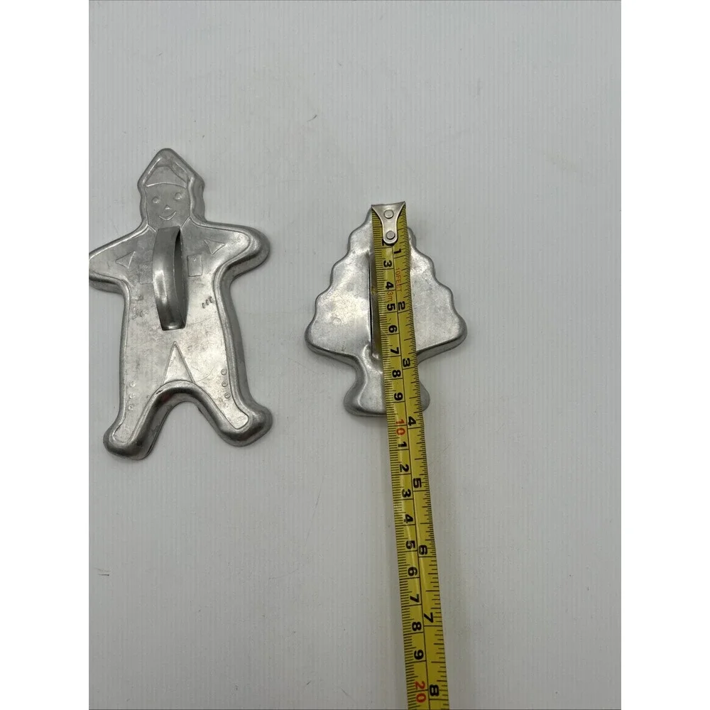 Cookie Cutters Silver Vintage Metal Christmas Tree Gingerbread Man Set